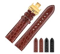GNUFOPI Correa de cocodrilo Compatible con Longines Master L2 L3 L4 L2.628 L2.673 Pulsera de Reloj 19mm 20mm 21mm 22mm(Brown White-Gold,20mm)