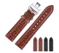 GNUFOPI Correa de cocodrilo Compatible con Longines Master L2 L3 L4 L2.628 L2.673 Pulsera de Reloj 19mm 20mm 21mm 22mm(Brown-Silver,18mm)