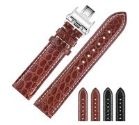 GNUFOPI Correa de cocodrilo Compatible con Longines Master L2 L3 L4 L2.628 L2.673 Pulsera de Reloj 19mm 20mm 21mm 22mm(Brown White-Silver,18mm)