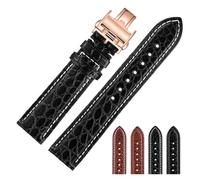 GNUFOPI Correa de cocodrilo Compatible con Longines Master L2 L3 L4 L2.628 L2.673 Pulsera de Reloj 19mm 20mm 21mm 22mm(Black White-Rosegold,21mm)