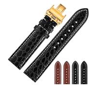 GNUFOPI Correa de cocodrilo Compatible con Longines Master L2 L3 L4 L2.628 L2.673 Pulsera de Reloj 19mm 20mm 21mm 22mm(Black White-Gold,18mm)
