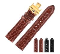 GNUFOPI Correa de cocodrilo Compatible con Longines Master L2 L3 L4 L2.628 L2.673 Pulsera de Reloj 19mm 20mm 21mm 22mm(Brown-Gold,18mm)