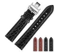 GNUFOPI Correa de cocodrilo Compatible con Longines Master L2 L3 L4 L2.628 L2.673 Pulsera de Reloj 19mm 20mm 21mm 22mm(Black-Silver,21mm)
