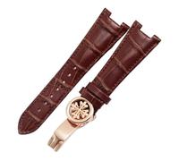 GNUFOPI Correa de Reloj de Cuero Compatible con Patek Philippe 5711 5712G, Correa de Reloj con Hebilla Plegable cóncava Resistente al Agua, Pulsera de Piel de Vaca de 25mm(Brown Rose Gold)