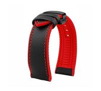 GNUFOPI Correa de Reloj de Nailon Suave for Hombre, Compatible con Casio PROTREK Mountaineering Watchband PRG-600/PRG-650 PRW-6600/PRW-6800, de 24 mm, Pulsera de Goma(Black Red B)