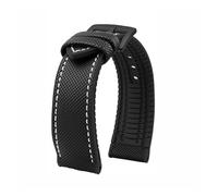 GNUFOPI Correa de Reloj de Nailon Suave for Hombre, Compatible con Casio PROTREK Mountaineering Watchband PRG-600/PRG-650 PRW-6600/PRW-6800, de 24 mm, Pulsera de Goma(Black White A)