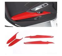 GNUFOPI Pegatina Decorativa for Panel de Puerta de Fibra de Carbono ABS/Rojo Compatible con Corvette C8 Stingray Z51 Z06 2020-2023(Style 3 4PCS)