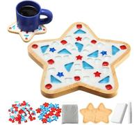 GNURBDILFO 2 juegos de azulejos de mosaico de vidrio para bricolaje, color rojo, blanco y azul, regalo para adultos, decoración patriótica hecha a mano para el hogar