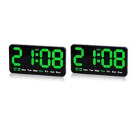 GNURBDILFO 2X Reloj de Pared Digital, 9,5 Pulgadas, Reloj Despertador LED con DíGitos Grandes, Horario de Verano, Alarma Dual, para DecoracióN de SalóN, Dormitorio, Aula