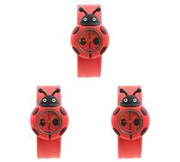 GNURBDILFO 3X Reloj de con Mariquita Diseno Adorable de Silicona - Color: Rojo