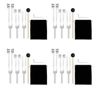 GNURBDILFO 4X (128Hz, 256Hz, 512Hz) Juego de Horquillas de AfinacióN, Horquillas de AfinacióN con Martillo de Reflejos para Chakras/CuracióN/Terapia de Sonido/ReparacióN de