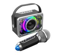GNURBDILFO Altavoz Bluetooth para Cantar en Casa Al Aire Libre, Altavoz de Karaoke InaláMbrico de Graves PortáTil, MicróFono, Juego de Ktv para el Hogar-Gris