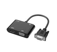 GNURBDILFO Convertidor VGA A HDTV + VGA ConexióN de Computadora Monitor TV Pantalla Dual con Cable Adaptador de Pantalla con Convertidor de Corriente