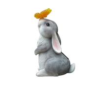 GNURBDILFO DecoracióN de JardíN Al Aire Libre: Conejo con Luz Solar de Mariposa, Estatuas de JardíN, Decoraciones para Amantes de los Conejitos, Familia de JardíN