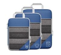 GNURBDILFO Juego de Bolsa de Almacenamiento Comprimible de Viaje con Bolsas PortáTiles de 3 Uds., Organizador Visual de Equipaje de, Azul