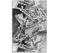 Gnvkd Ecbxz M. C. Escher Póster Casa de Escaleras Casa Pared Arte Abstracto Lienzo Pintura M. C. Escher Impresiones Para Decoración De La Sala De Estar 50x70cm Sin Marco