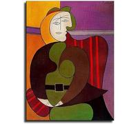 Gnvkd Ecbxz Pablo Picasso Retrato mural de una joven pintura en lienzo Póster abstracto vintage Grabados de Pablo Picasso para decoración del hogar 40x60cm Sin marco