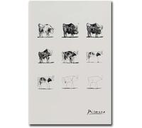 Gnvkd Ecbxz Póster de Pablo Picasso Los toros Dibujo lineal Arte abstracto de pared Pablo Picasso Impresiones Pintura en lienzo moderna para decoración del hogar Cuadros 40x50cm Sin marco