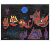Gnvkd Ecbxz Póster de Paul Klee Ship in the Dark Pintura en lienzo Arte abstracto vintage en la pared, Estampado Paul Klee para decoración del salón 40x50cmx1 Sin marco