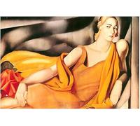 Gnvkd Ecbxz Póster de Tamara de Lempicka Mujer con vestido amarillo Arte mural de lienzo Pintura famosa Grabados de Tamara de Lempicka para fotos de decoración del hogar 50x70cm Sin marco