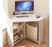 GNYVZXPLQ Mesa informática, Escritorio de Esquina pequeño con Espacio de Almacenamiento, Escritorio Triangular for computadora, Blanco y Natural, Varios tamaños(White,77 cm/30.3 in)