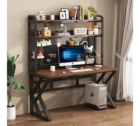 GNYVZXPLQ Mesa informática, Escritorio for computadora con estantes y Tablero Perforado, Madera contrachapada y Metal, Varios tamaños, Multicolor(Black+Walnut Wood,55.12" Lx23.62 Wx66.93 H)