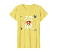 Go Ahead Call HR: Try Me Sassy Office Humor Gráfico Camiseta, Mujer, Limón, M