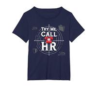 Go Ahead Call HR: Try Me Sassy Office Humor Gráfico Camiseta, Mujer Tallas Grandes, Azul Marino, 6XL Grande