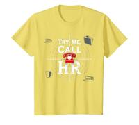 Go Ahead Call HR: Try Me Sassy Office Humor Gráfico Camiseta, Niños, Limón, 8 años