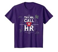 Go Ahead Call HR: Try Me Sassy Office Humor Gráfico Camiseta, Niños, Morado, 8 años