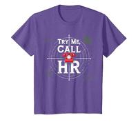 Go Ahead Call HR: Try Me Sassy Office Humor Gráfico Camiseta, Niños, Morado Jaspeado, 8 años
