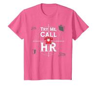 Go Ahead Call HR: Try Me Sassy Office Humor Gráfico Camiseta, Niños, Rosa Jaspeado, 8 años