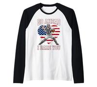 Go Ahead Run I Dare You Vintage Baseball Catcher Funny Boys Camiseta Manga Raglan