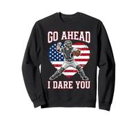 Go Ahead Run I Dare You Vintage Baseball Catcher Funny Boys Sudadera