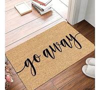 Go Away - Felpudo cursivo de fibra de coco, alfombra de bienvenida para | Tapete antideslizante de fibra de coco natural para exteriores, 3 tamaños, divertido tapete de entrada con cita ingeniosa