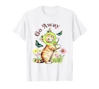 Go Away Frog Hat Cat with Butterflies Vintage Camiseta