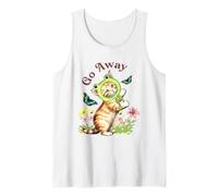 Go Away Frog Hat Cat with Butterflies Vintage Camiseta sin Mangas