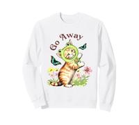 Go Away Frog Hat Cat with Butterflies Vintage Sudadera