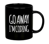 Go Away I'm Coder Programador de computadora Programador Estudiante Graduación Cumpleaños San Valentín Navidad Taza de cerámica para café 325 ml Negro