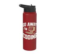 Go Away I'm Coding Funny Software Programador Desarrollador Stainless Steel Insulated Water Bottle