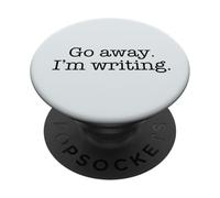 GO Away I'm ESCRITING Typewriter Fuente Escritor Ocupado Meme ON Back PopSockets PopGrip Adhesivo