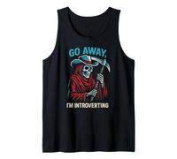 Go Away I'm Introverting Grim Reaper Cowboy Skeleton Western Camiseta sin Mangas