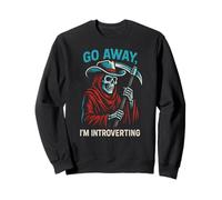 Go Away I'm Introverting Grim Reaper Cowboy Skeleton Western Sudadera