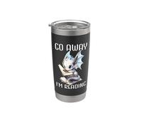 Go Away I'm Reading Book Dragon Blue Dragon Book Lover Books Vaso térmico de acero inoxidable de doble pared