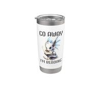 Go Away Im Reading Book Dragon Cute Dragon Books and Dragons Vaso térmico de acero inoxidable de doble pared