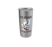 Go Away Im Reading Book Dragon Cute Dragon Books and Dragons Vaso térmico de acero inoxidable de doble pared