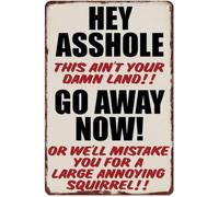 Go Away Intruder Alert Funny Metal Sign 8 X 12 in