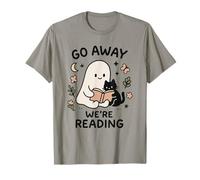 Go Away We're Reading Cute Ghost with Cat Funny Book Lover Camiseta