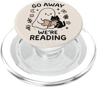 Go Away We're Reading Cute Ghost with Cat Funny Book Lover PopSockets PopGrip para MagSafe