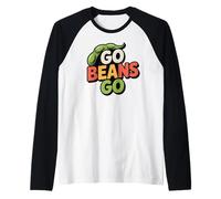 Go Beans Go Retro Power Plant Foods Lover Vida Saludable Camiseta Manga Raglan